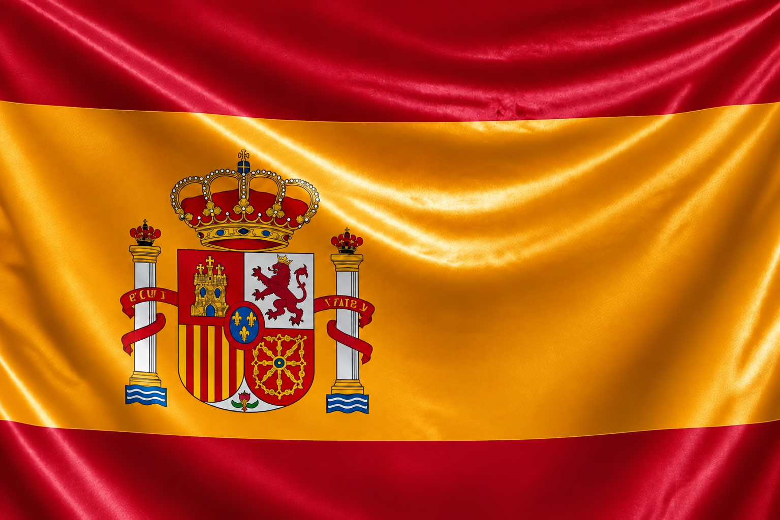 Bandera de España de Raso Premium 120D después de plancharla (Detalle)