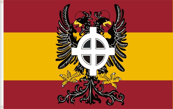 Flag of Spain with double headed eagle & Celtic Cross.  Size L