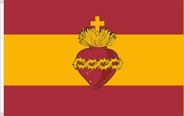 Drapeau de l´Espagne avec le sacre-coeur de Jesus Dimension L