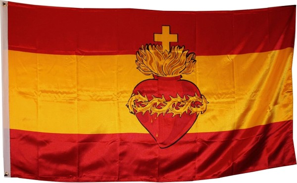 Comprar Drapeau de l´Espagne avec le sacre-coeur de Jesus Dimension L