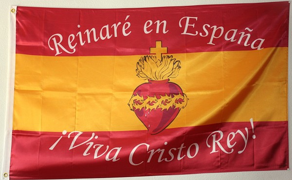Comprar Drapeau de l´Espagne avec le sacre-coeur de Jesus (Viva Cristo Rey)  Dimension L
