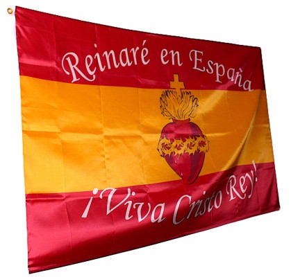 Comprar Drapeau de l´Espagne avec le sacre-coeur de Jesus (Viva Cristo Rey)  Dimension L