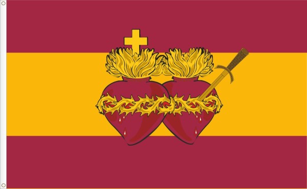 Bandera de España con el Sagrado Corazón de Jesus y Maria. Tamaño L