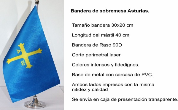 Drapeau de table Asturies. Dimension 30x20 cm