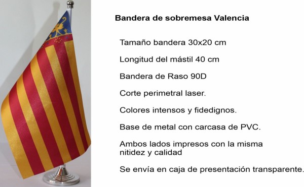 Table flag of  Valencia Size 30x20 cm