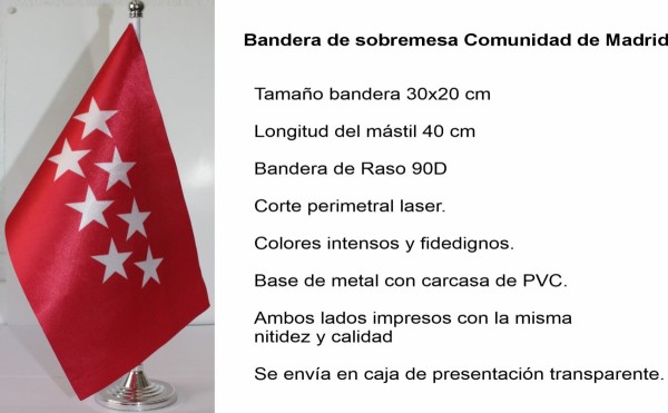 Drapeau de table Region Madrid  Dimension 30x20 cm