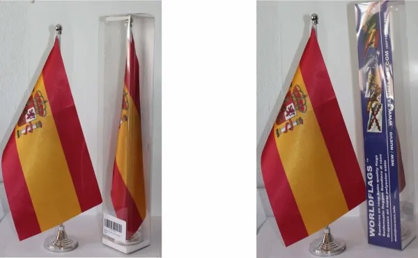 Comprar Bandera de sobremesa España con escudo. Tamaño 30x20 cm