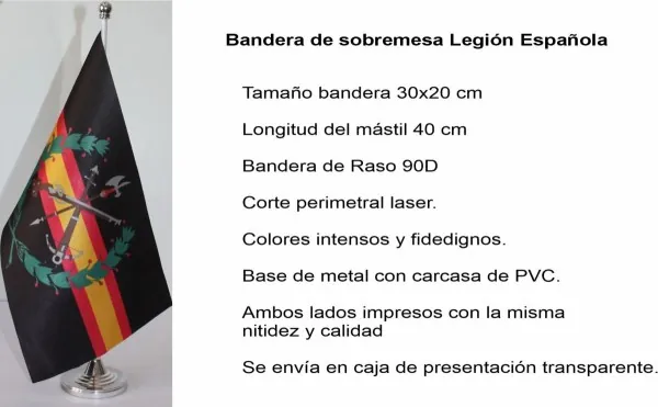 Drapeau de table legion espagnole  Dimension 30x20 cm