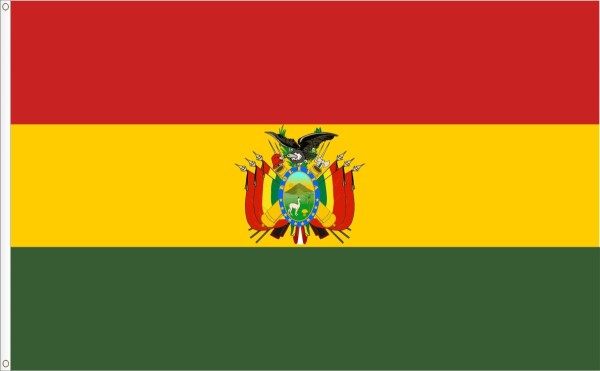 Comprar Bandera de Bolivia c/e. Fkag of Bolivia c.o.a. Drapeau de Bolivia avec blason.