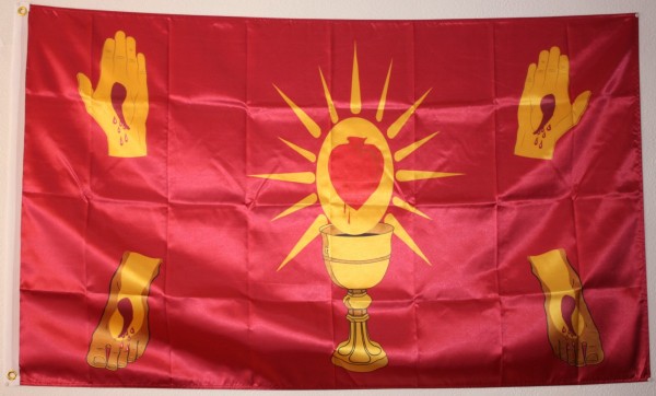 Comprar Bandera de la Peregrinación de la Fe. Bandera de las cinco llagas de Cristo Tamaño L