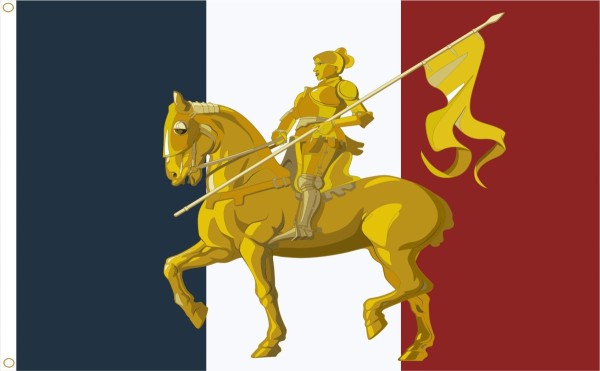Flag of France with Joan of Arc, Patron saint of France. Size L